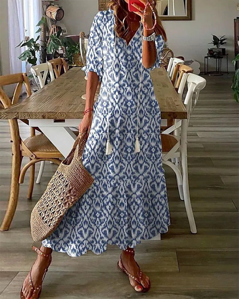 Variant image for Robe Longue Fleurie Femme - Chic Maxi en Ligne A, Confort Élevé-1
