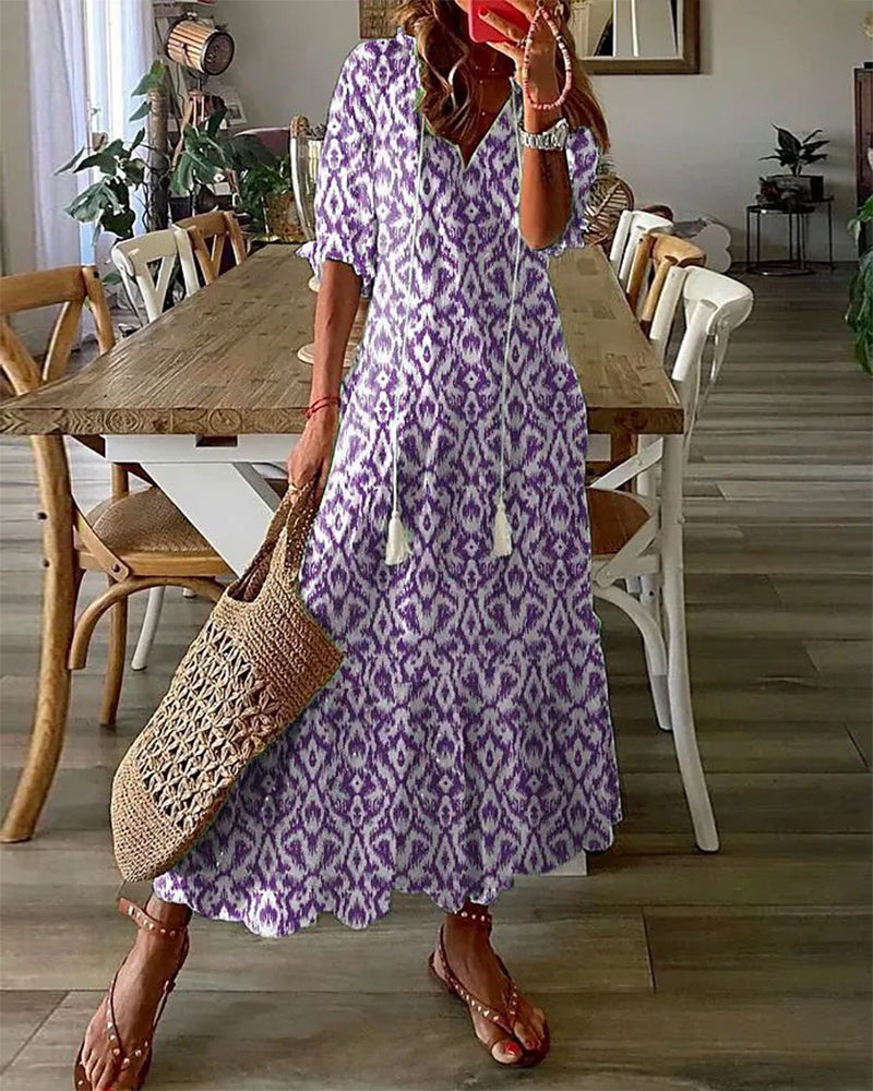 Robe Longue Fleurie Femme - Chic Maxi en Ligne A, Confort Élevé-6