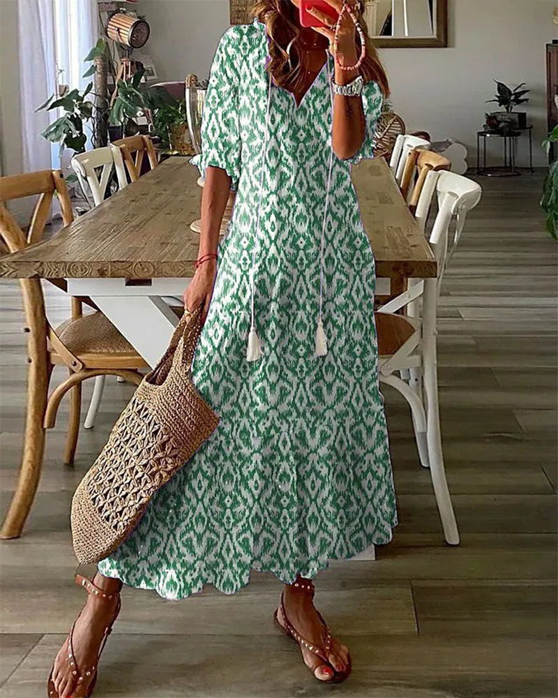 Robe Longue Fleurie Femme - Chic Maxi en Ligne A, Confort Élevé-4