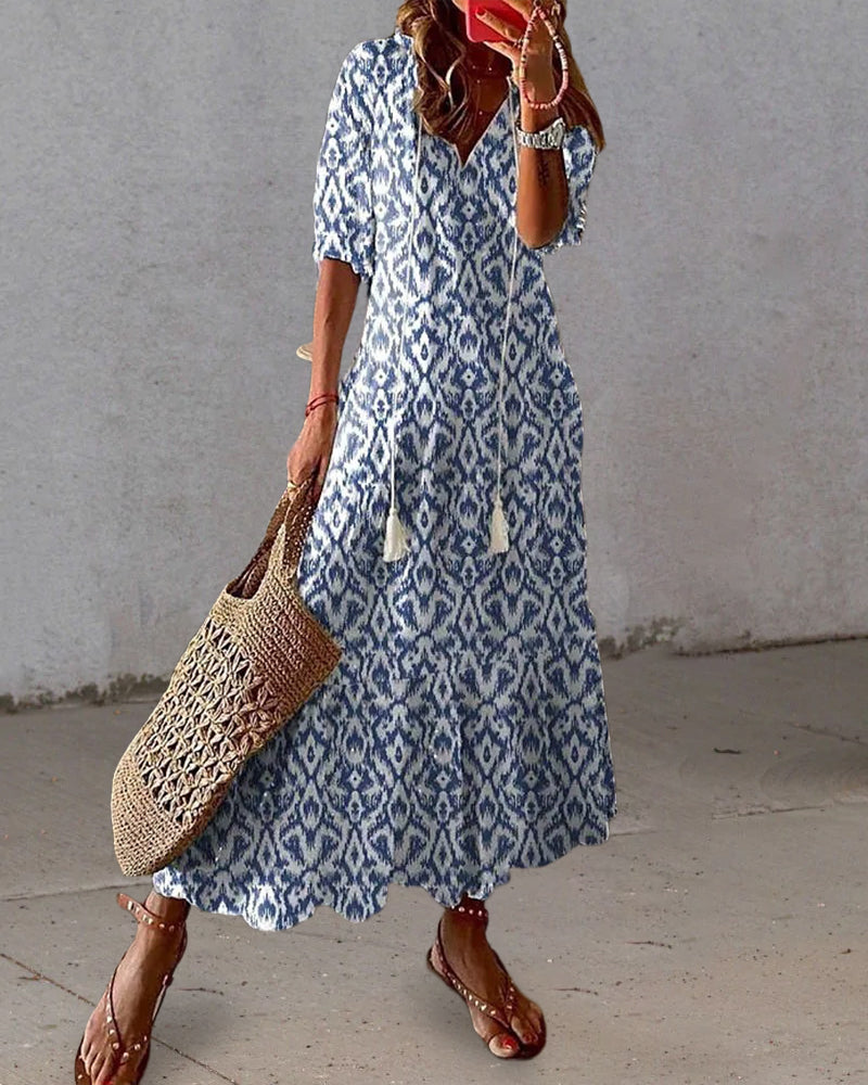 Robe Longue Fleurie Femme - Chic Maxi en Ligne A, Confort Élevé-3