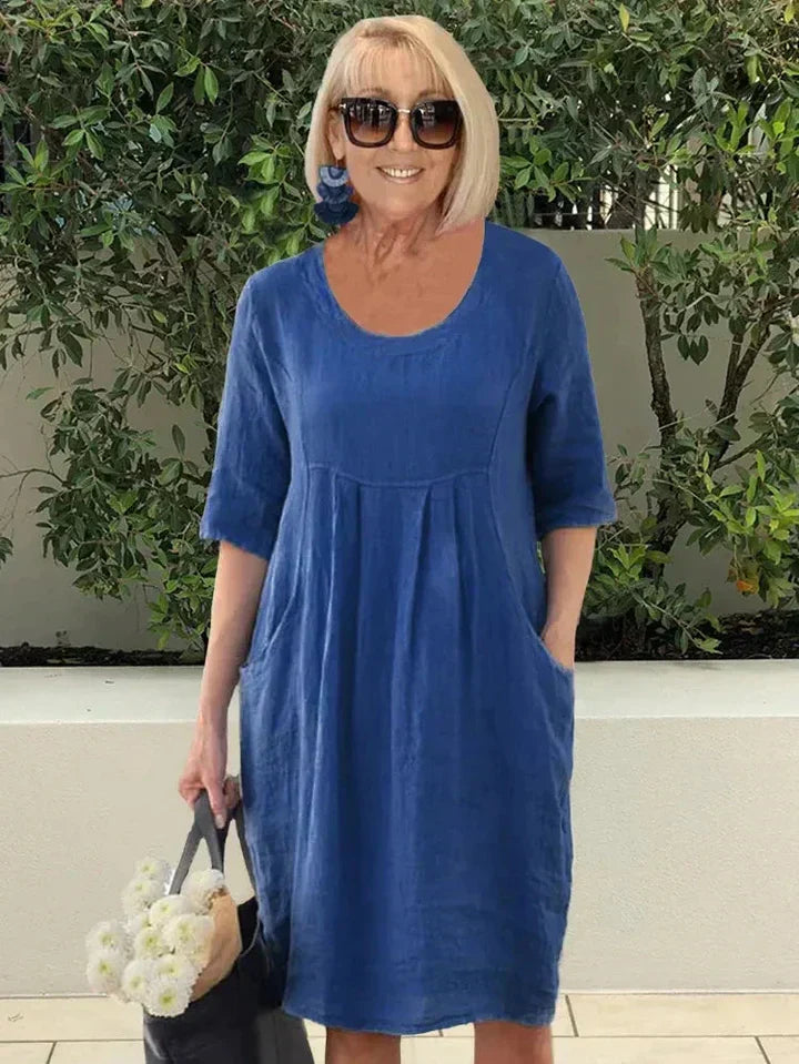 Bridget | Robe Longue Femme Lâche en Coton avec Poches-2