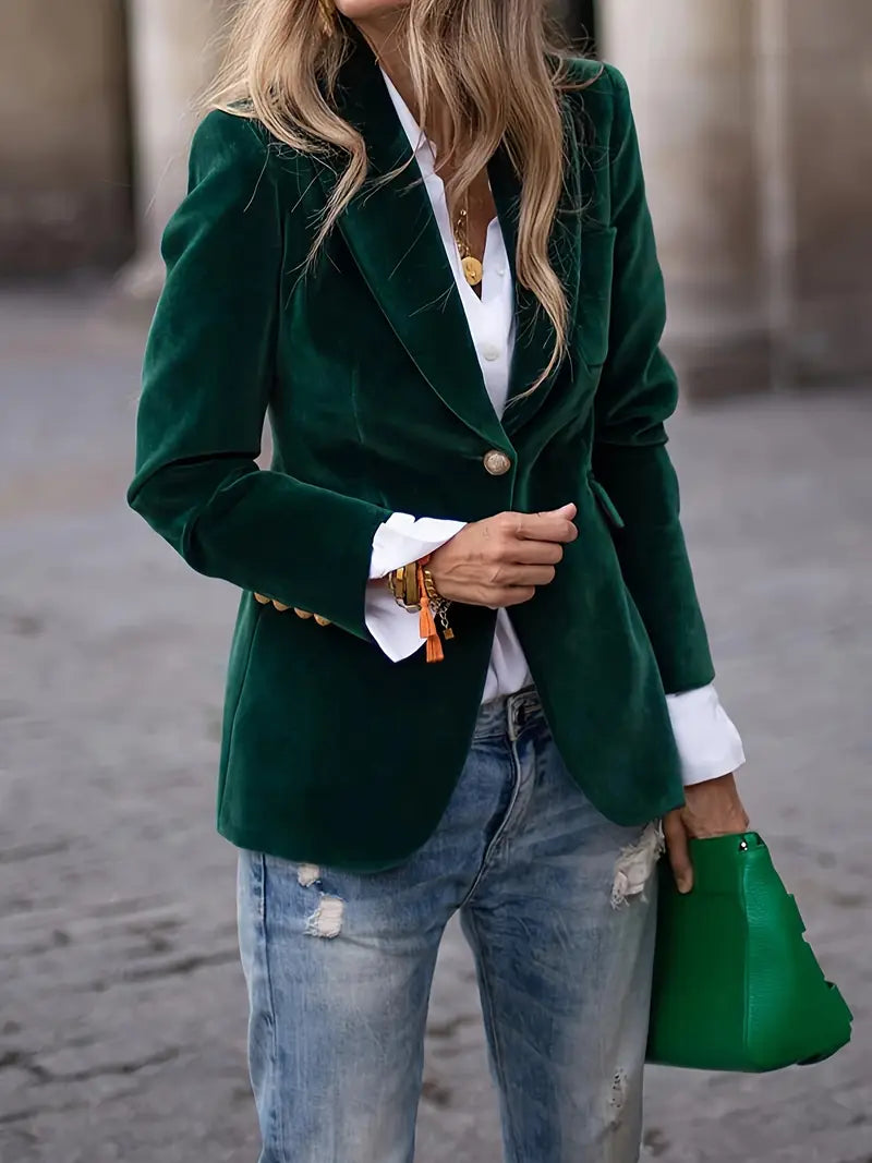 Variant image for Devika Blazer Femme – Velours Luxe, Élégant Noir-1