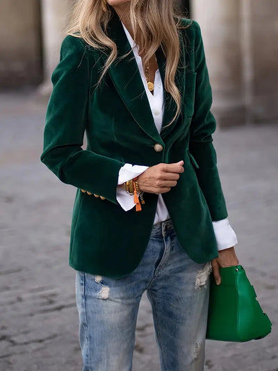 Variant image for Devika Blazer Femme – Velours Luxe, Élégant Noir-1