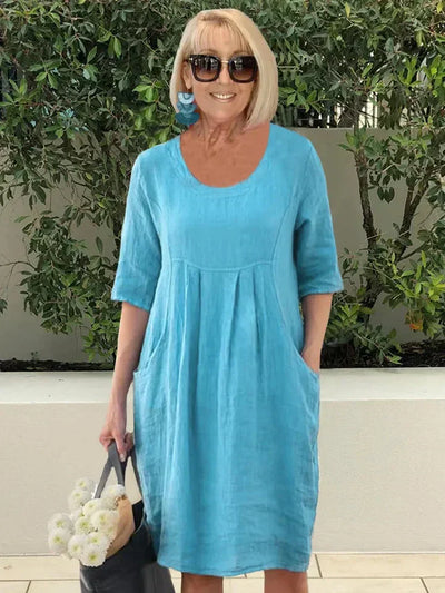 Bridget | Robe Longue Femme Lâche en Coton avec Poches-1