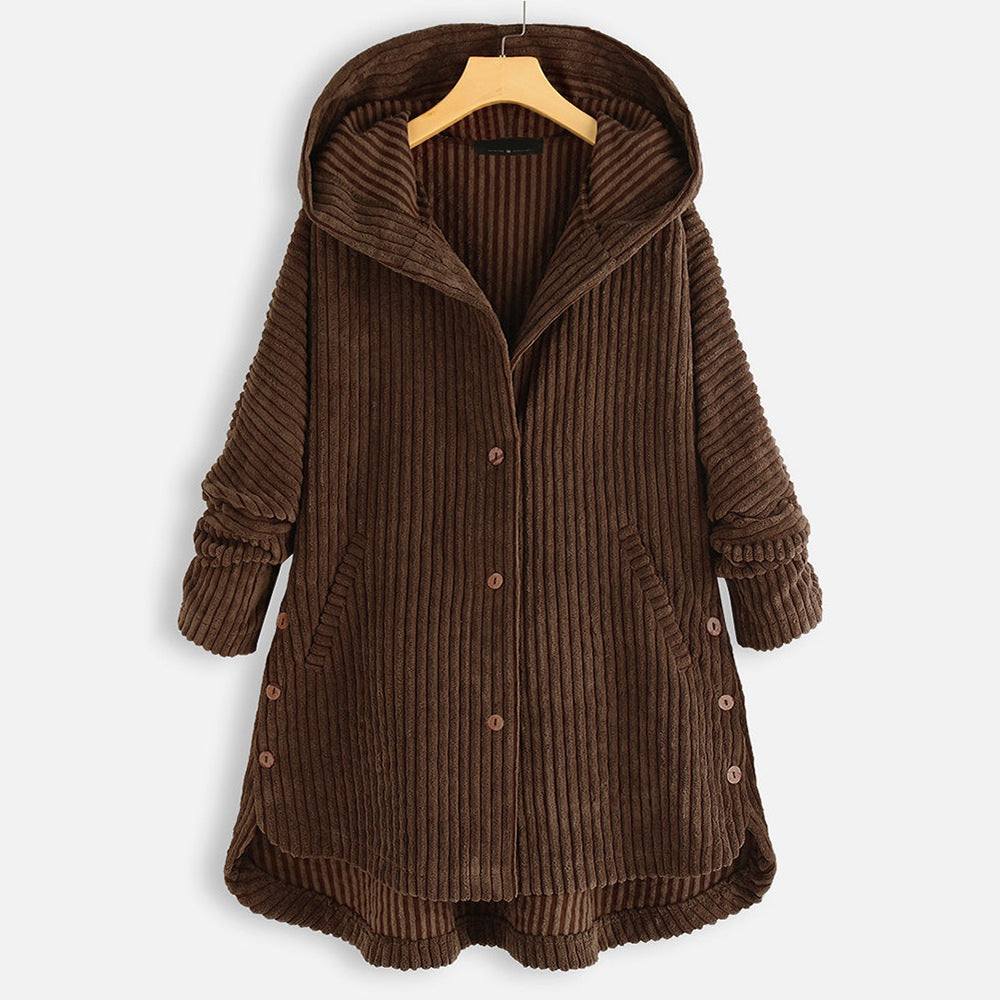 Sarina | Manteau en Velours Côtelé avec Capuche