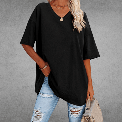 T Shirt Femme - Col en V Élégant-1