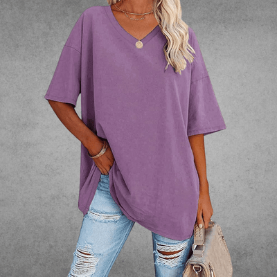 T Shirt Femme - Col en V Élégant-6