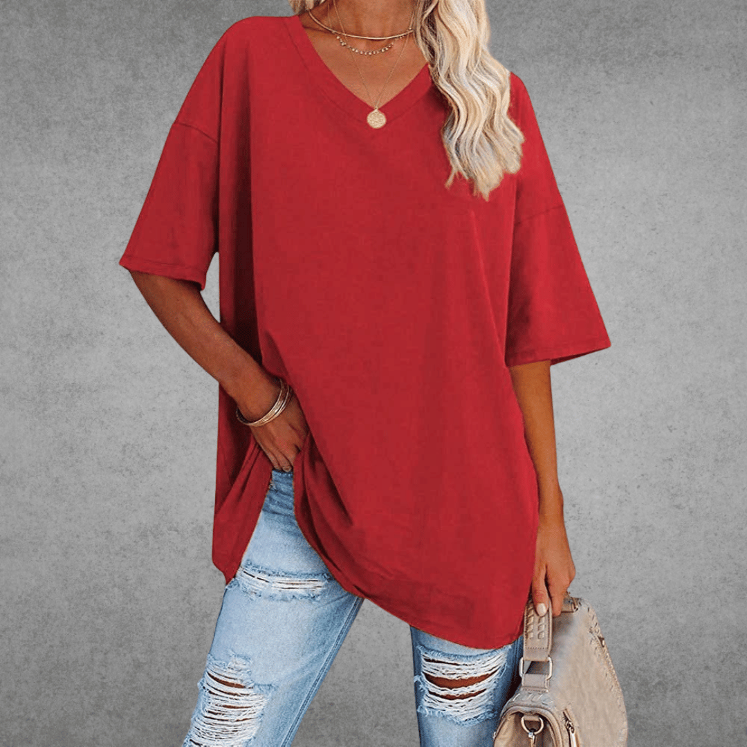 Variant image for T Shirt Femme - Col en V Élégant-31