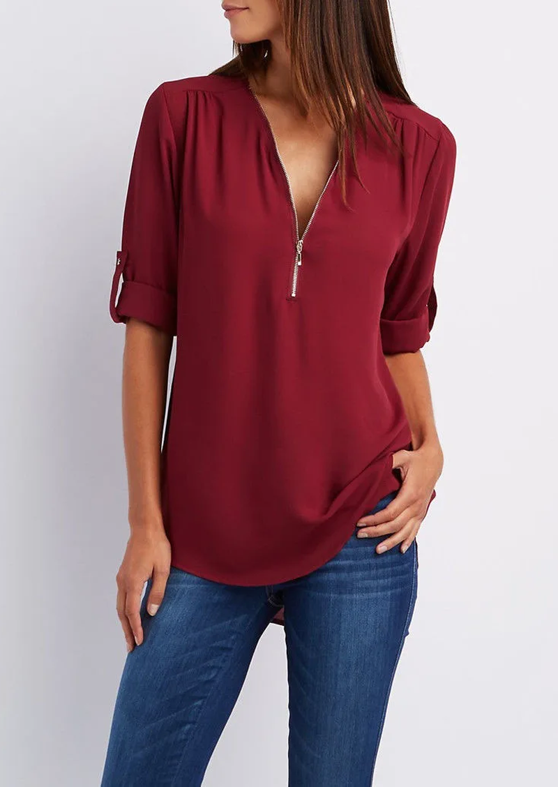 Kassidy Chemisier Femme Chic – Design Moderne avec Fermeture Éclair-6