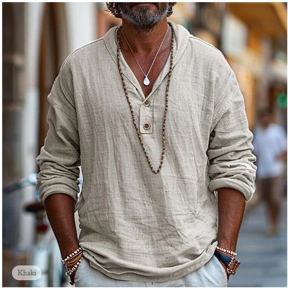Variant image for Chemise En Lin Homme - Confortable Et Élégante, Mélange Coton Lin-13