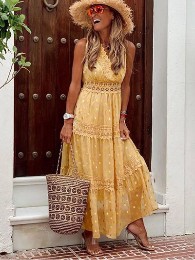 Robe Longue Femme - Robe Maxi Bohème Été-5