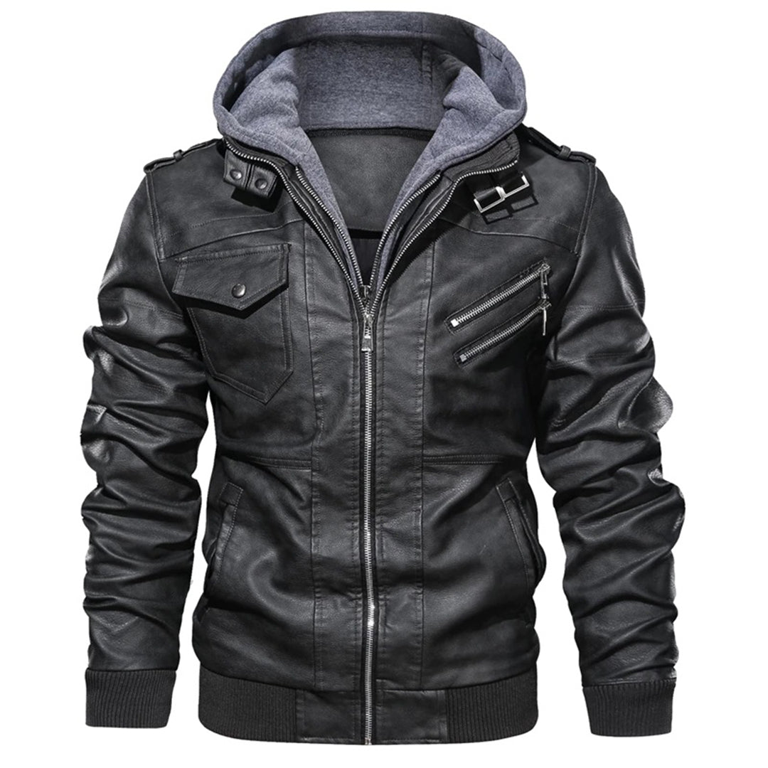 Enzo | Veste en cuir à capuche