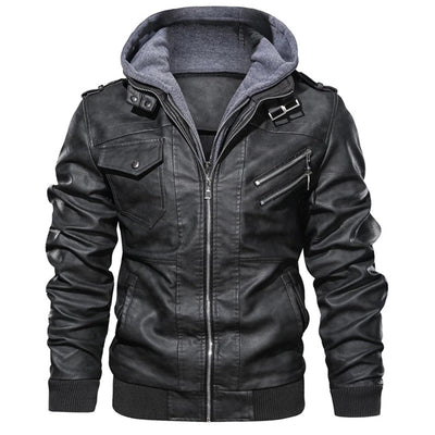Enzo | Veste en cuir à capuche