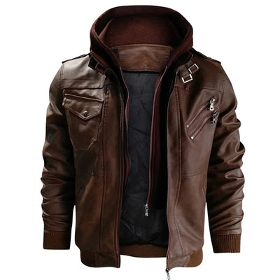 Enzo | Veste en cuir à capuche