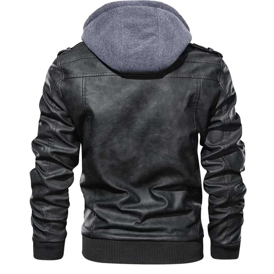 Enzo | Veste en cuir à capuche
