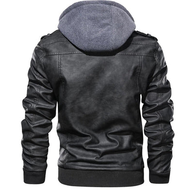 Enzo | Veste en cuir à capuche