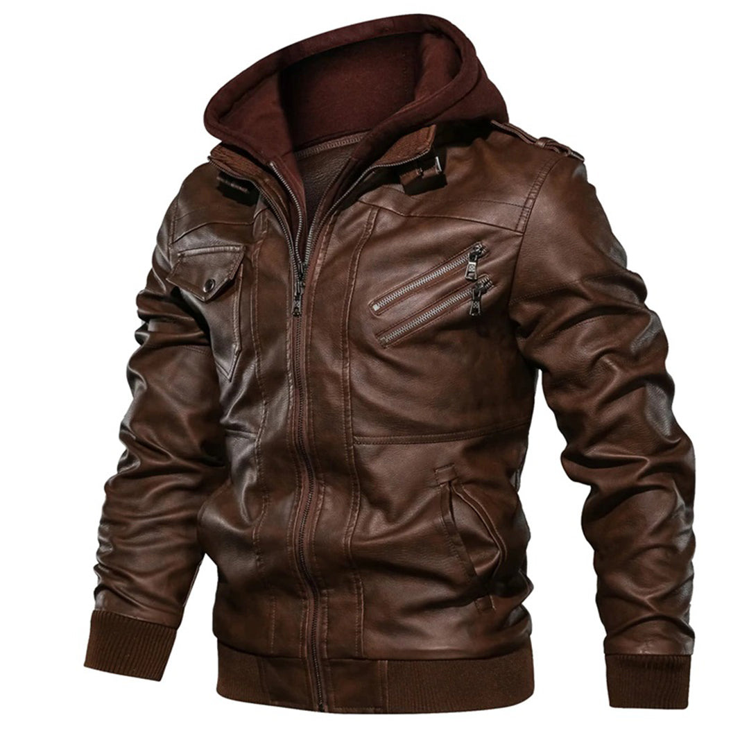 Enzo | Veste en cuir à capuche