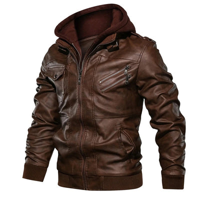 Enzo | Veste en cuir à capuche