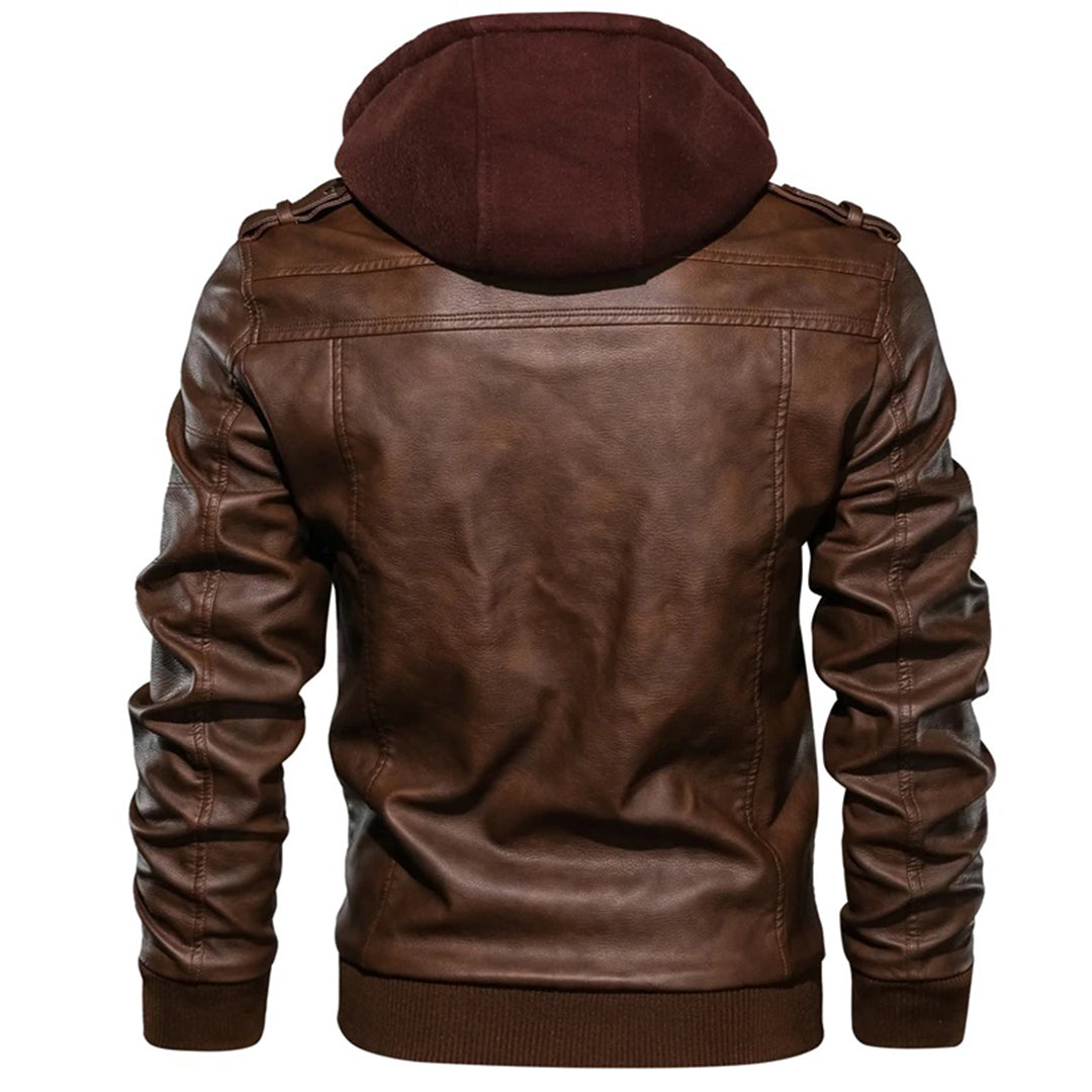 Enzo | Veste en cuir à capuche