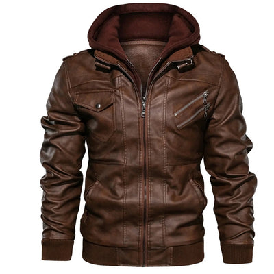 Enzo | Veste en cuir à capuche