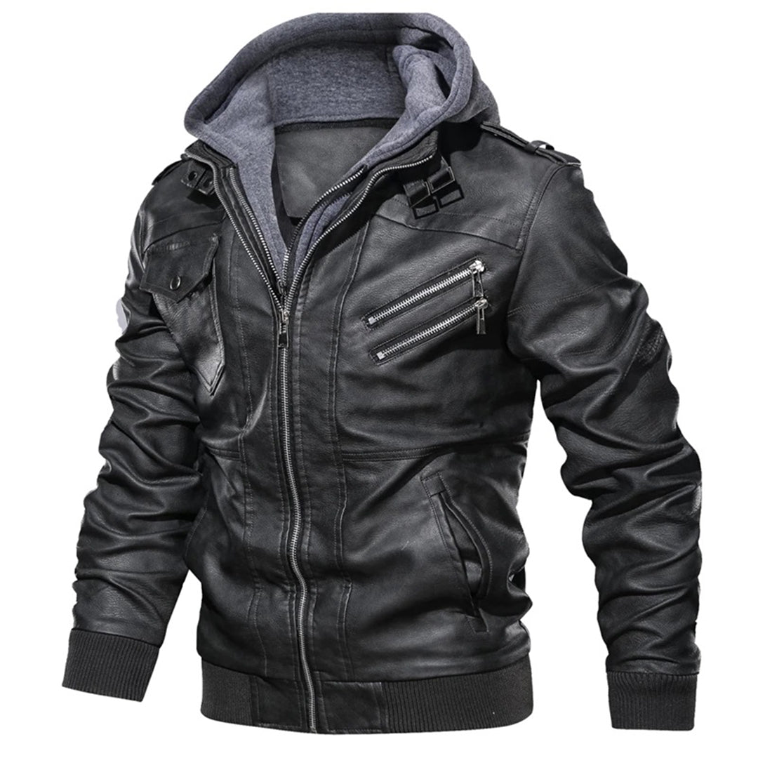 Enzo | Veste en cuir à capuche