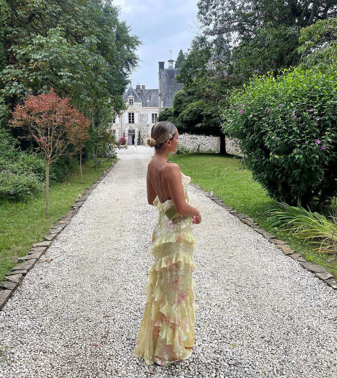 Luna | Robe Longue Femme à Volants Pastel-4
