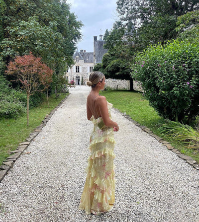 Luna | Robe Longue Femme à Volants Pastel-4