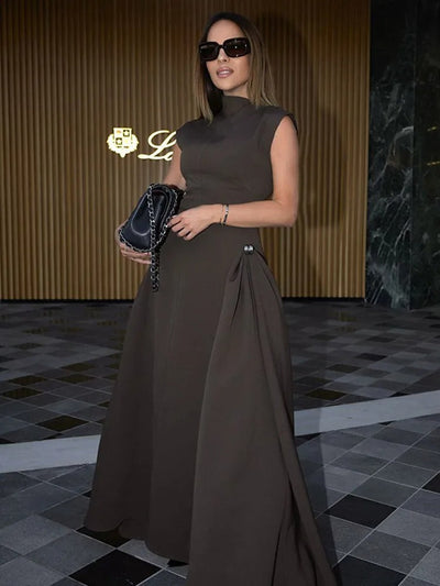 Luna | Robe Longue Femme Structurée Élégante-4