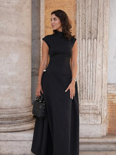 Luna | Robe Longue Femme Structurée Élégante-6