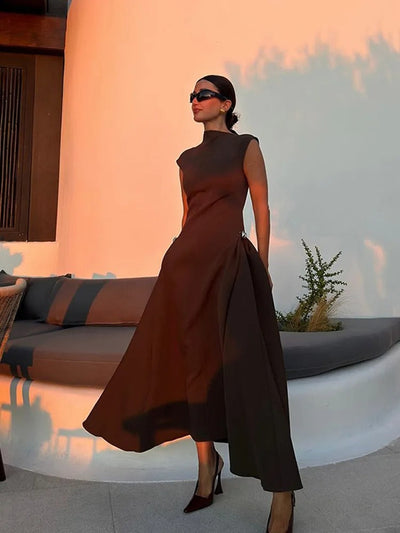 Luna | Robe Longue Femme Structurée Élégante-3