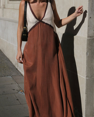 Luna | Robe Longue Femme d'Été à Contraste Audacieux-4