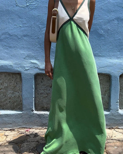Luna | Robe Longue Femme d'Été à Contraste Audacieux-2