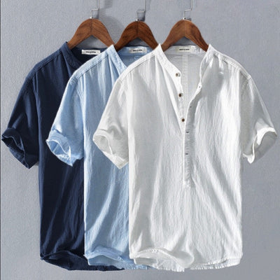 Chemise Éthan Homme - Lin Doux, Manches Courtes, Style Décontracté-4