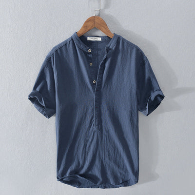 Chemise Éthan Homme - Lin Doux, Manches Courtes, Style Décontracté-3