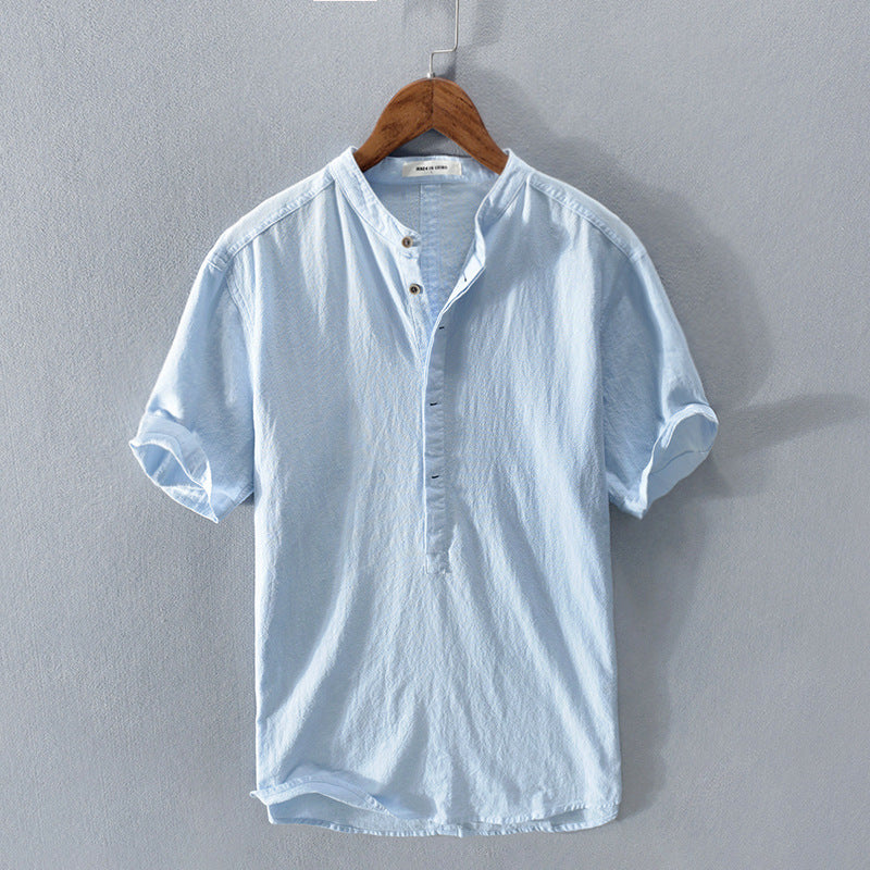 Variant image for Chemise Éthan Homme - Lin Doux, Manches Courtes, Style Décontracté-5