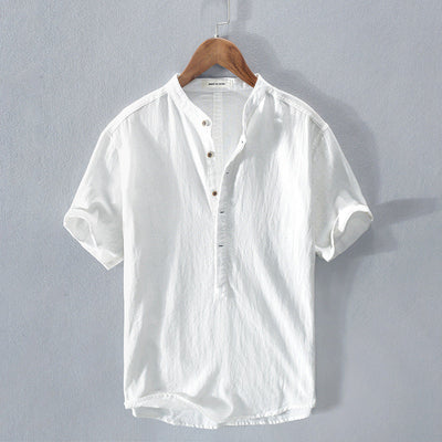 Variant image for Chemise Éthan Homme - Lin Doux, Manches Courtes, Style Décontracté-1