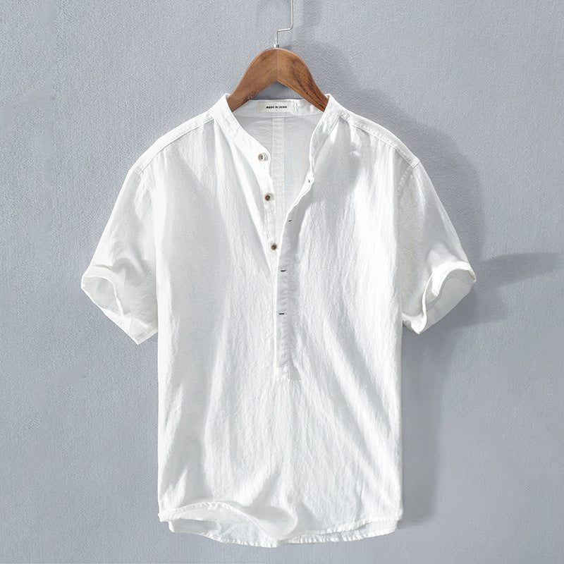 Ethan Chemise Lin Homme – Manches Courtes, Confort Respirant-1