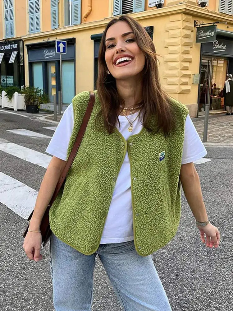 Gilet Sieia Femme – Molleton Sherpa, Silhouette Sans Manches-1