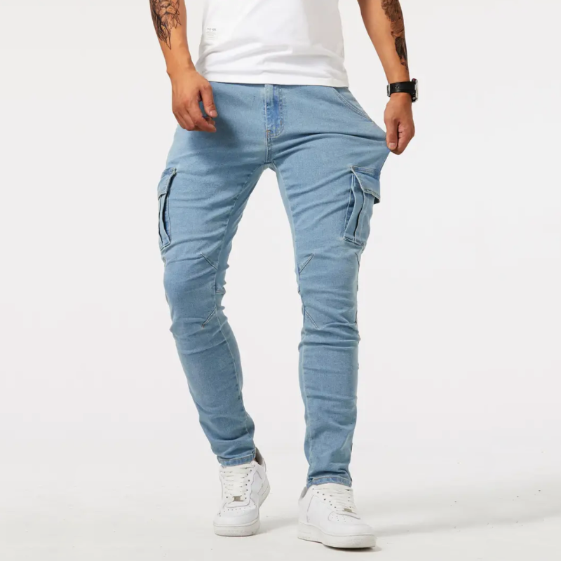 Pablo Pantalon Cargo Homme – Denim Élastique, Confortable et Polyvalent-3