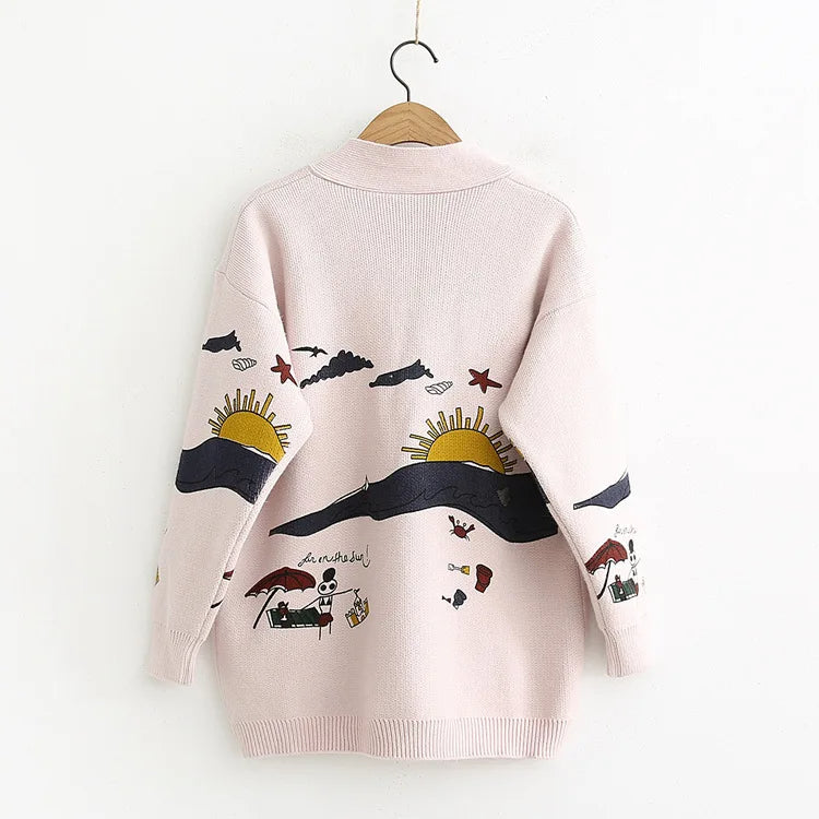 Adalia | Pull avec imprimé et fermeture à boutons