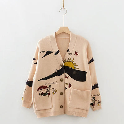 Adalia | Pull avec imprimé et fermeture à boutons