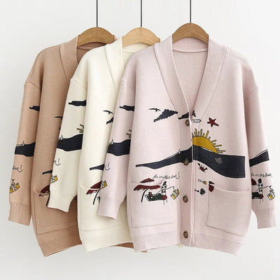 Adalia | Pull avec imprimé et fermeture à boutons