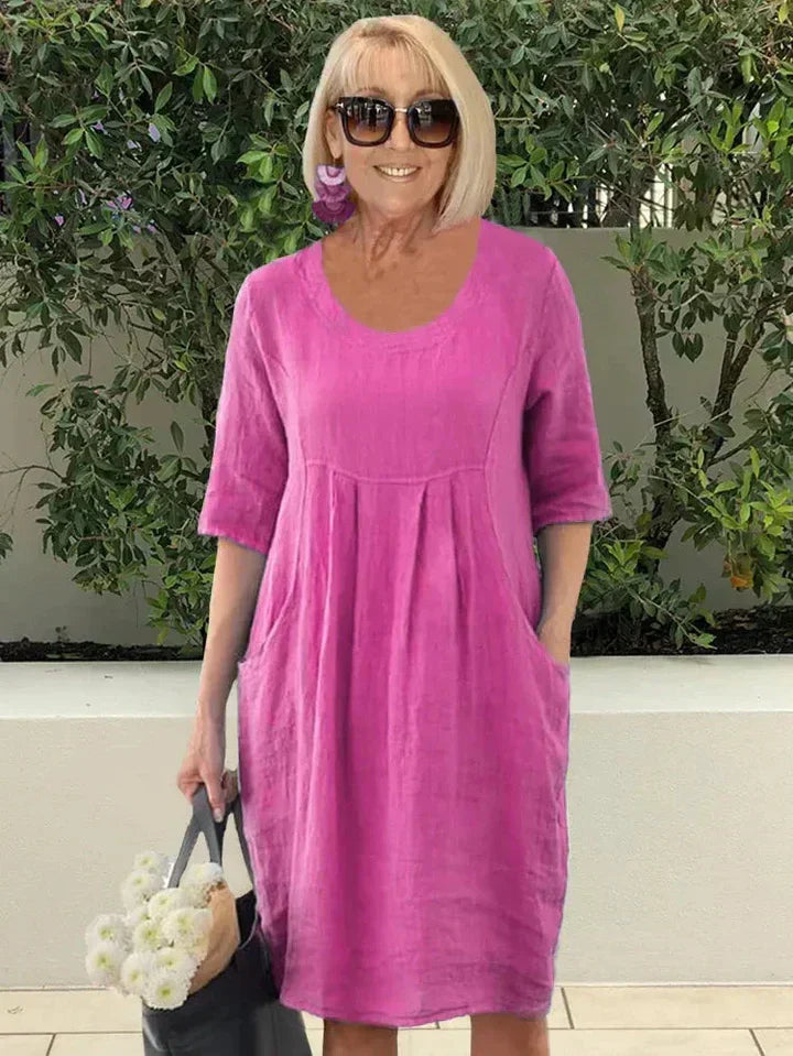 Bridget | Robe Longue Femme Lâche en Coton avec Poches-3