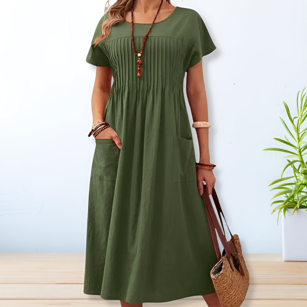 Leona | Robe Décontractée Femme - Coton Lin, Tenue Chic Décontractée-2