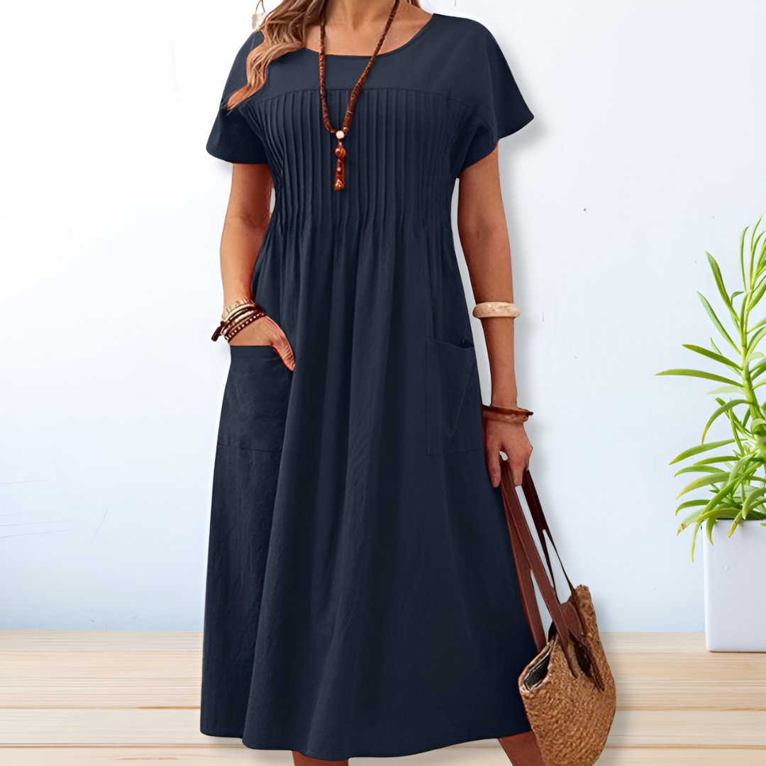 Leona | Robe Décontractée Femme - Coton Lin, Tenue Chic Décontractée-1
