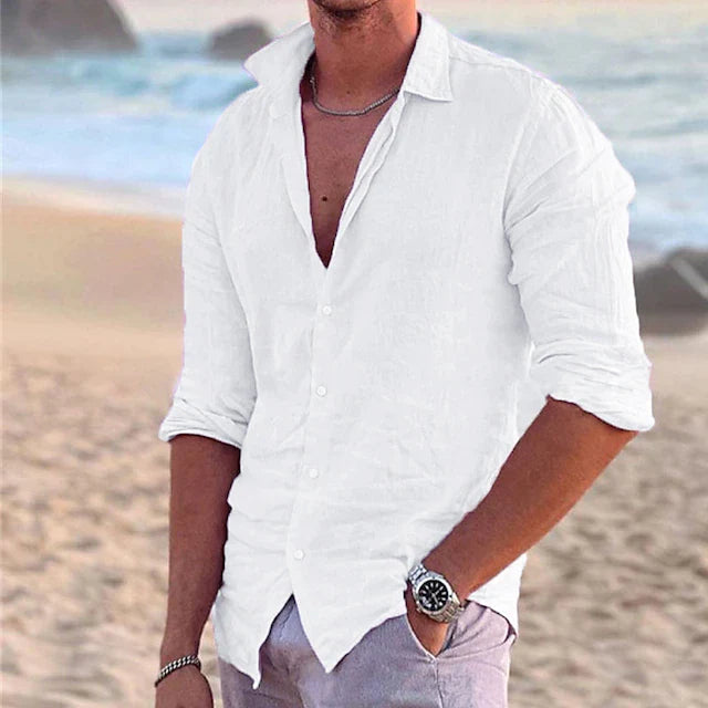 Zander Chemise Homme – Lin Respirant, Élégance Décontractée-6