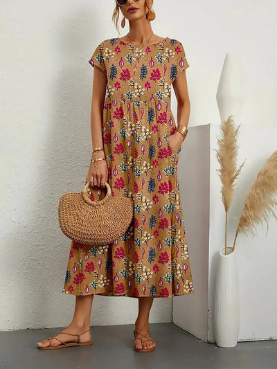 Robe Longue Femme Violet – Coton Confortable, Élégante et Florale-1