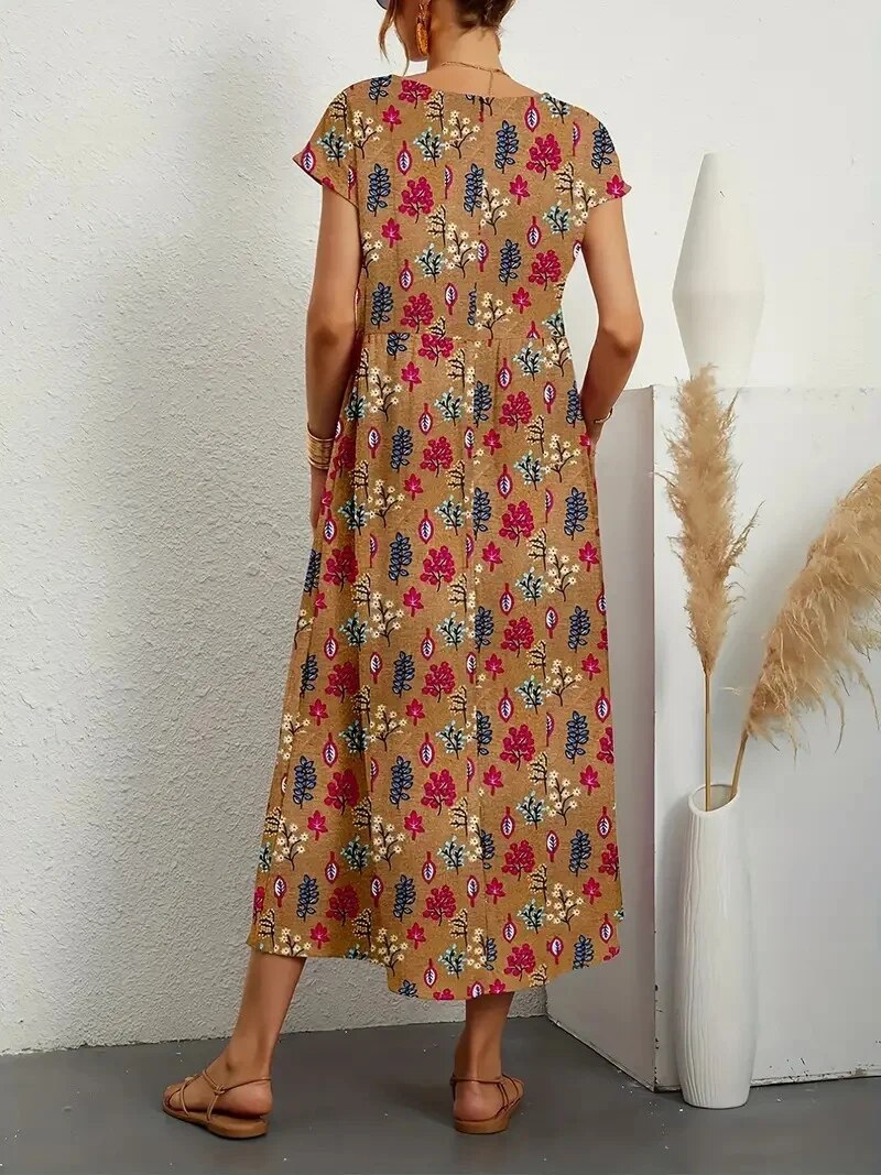 Robe Longue Femme Violet – Coton Confortable, Élégante et Florale-2