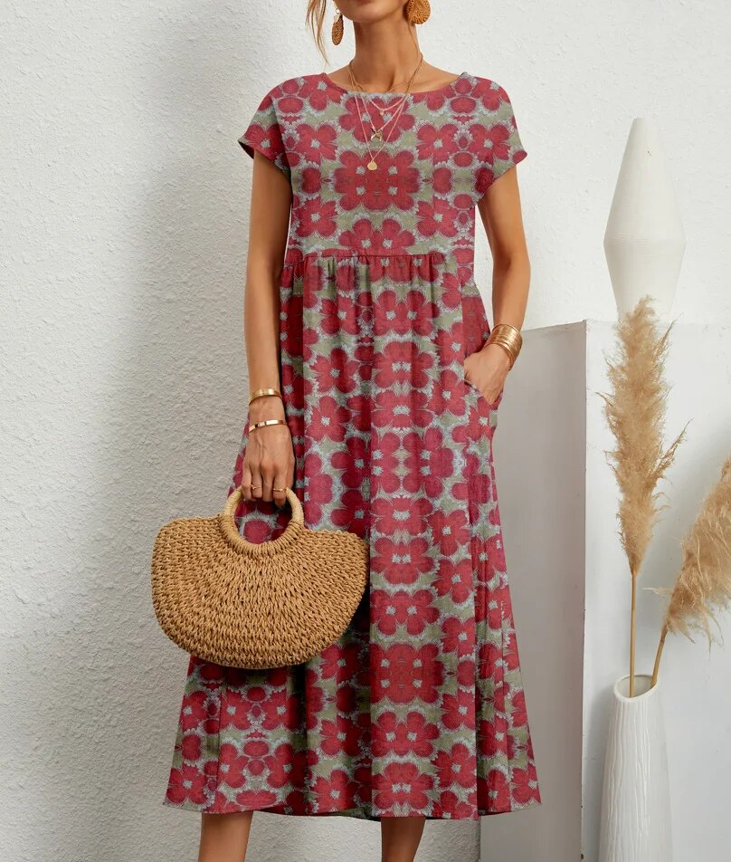 Variant image for Robe Longue Femme Violet – Coton Confortable, Élégante et Florale-11