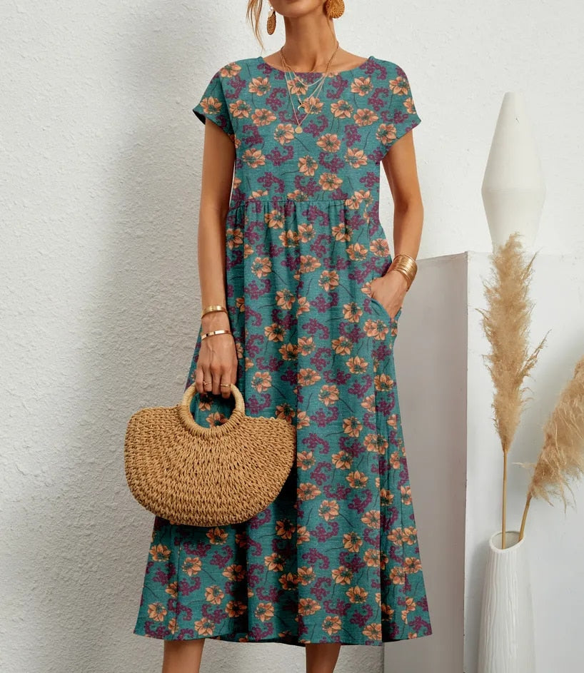 Variant image for Robe Longue Femme Violet – Coton Confortable, Élégante et Florale-26